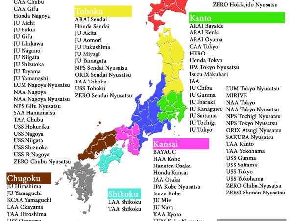 Карта аукционов Японии